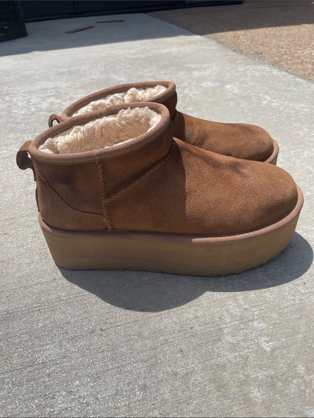 UGG Women’s Shearling-Lined Platform Ankle Boots - Brown